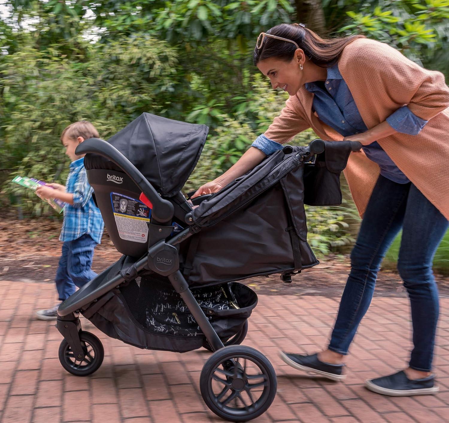 imageBritax BFree Travel System with BSafe Ultra Infant Car Seat Birth to 65 Pounds All Terrain Tires Adjustable Handlebar Extra Storage with Front Access One Hand Easy Fold Vibe