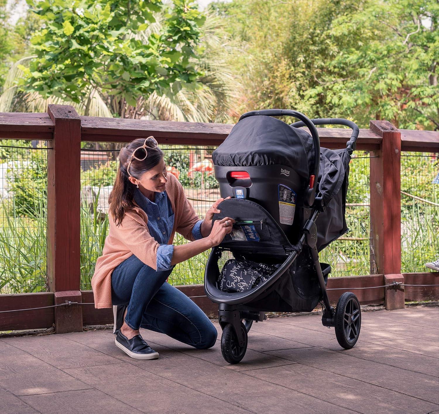 imageBritax BFree Travel System with BSafe Ultra Infant Car Seat Birth to 65 Pounds All Terrain Tires Adjustable Handlebar Extra Storage with Front Access One Hand Easy Fold Vibe