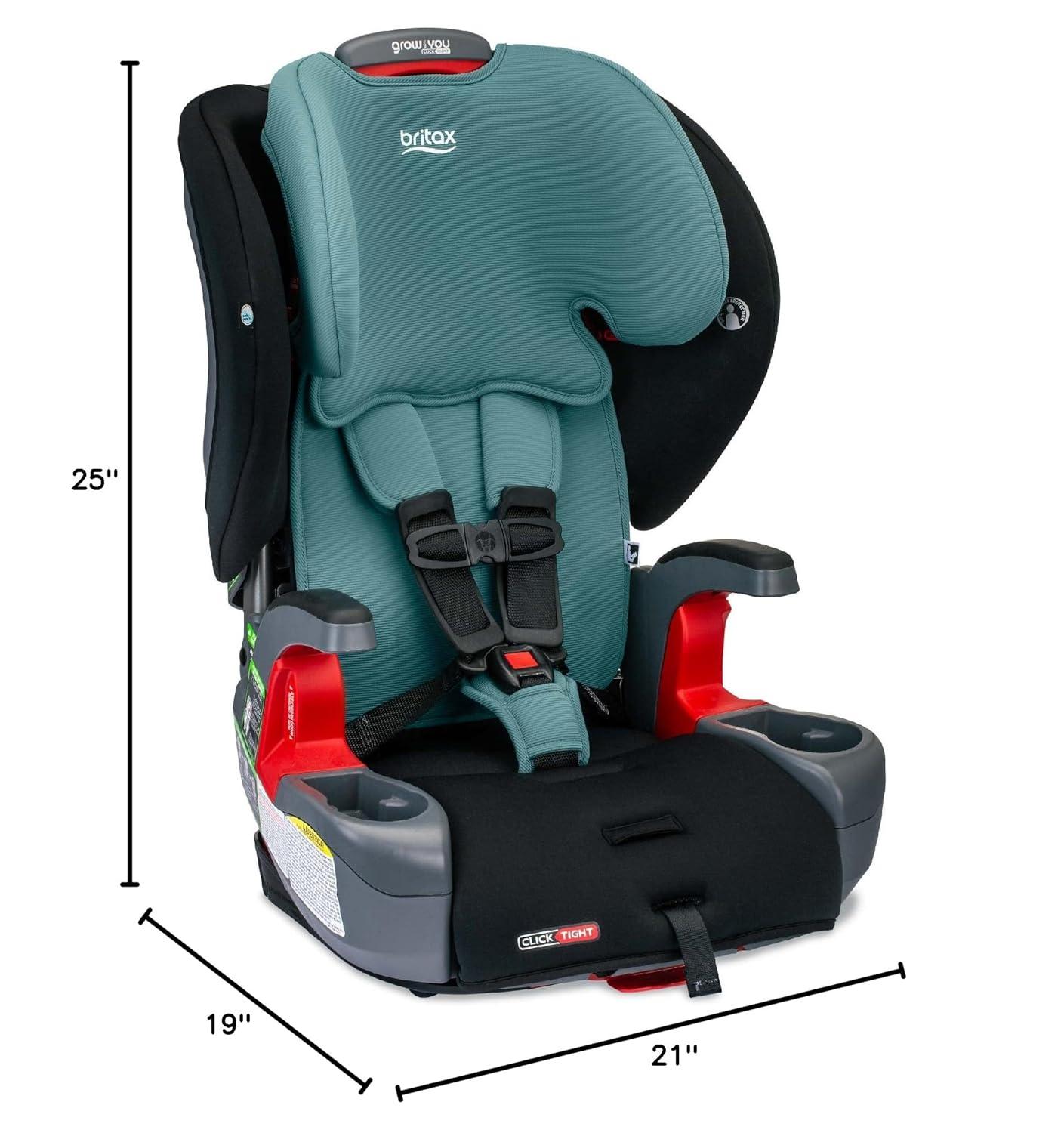 imageBritax Grow with You ClickTight Harness2Booster Car Seat 2in1 High Back Booster Black ContourGreen Contour