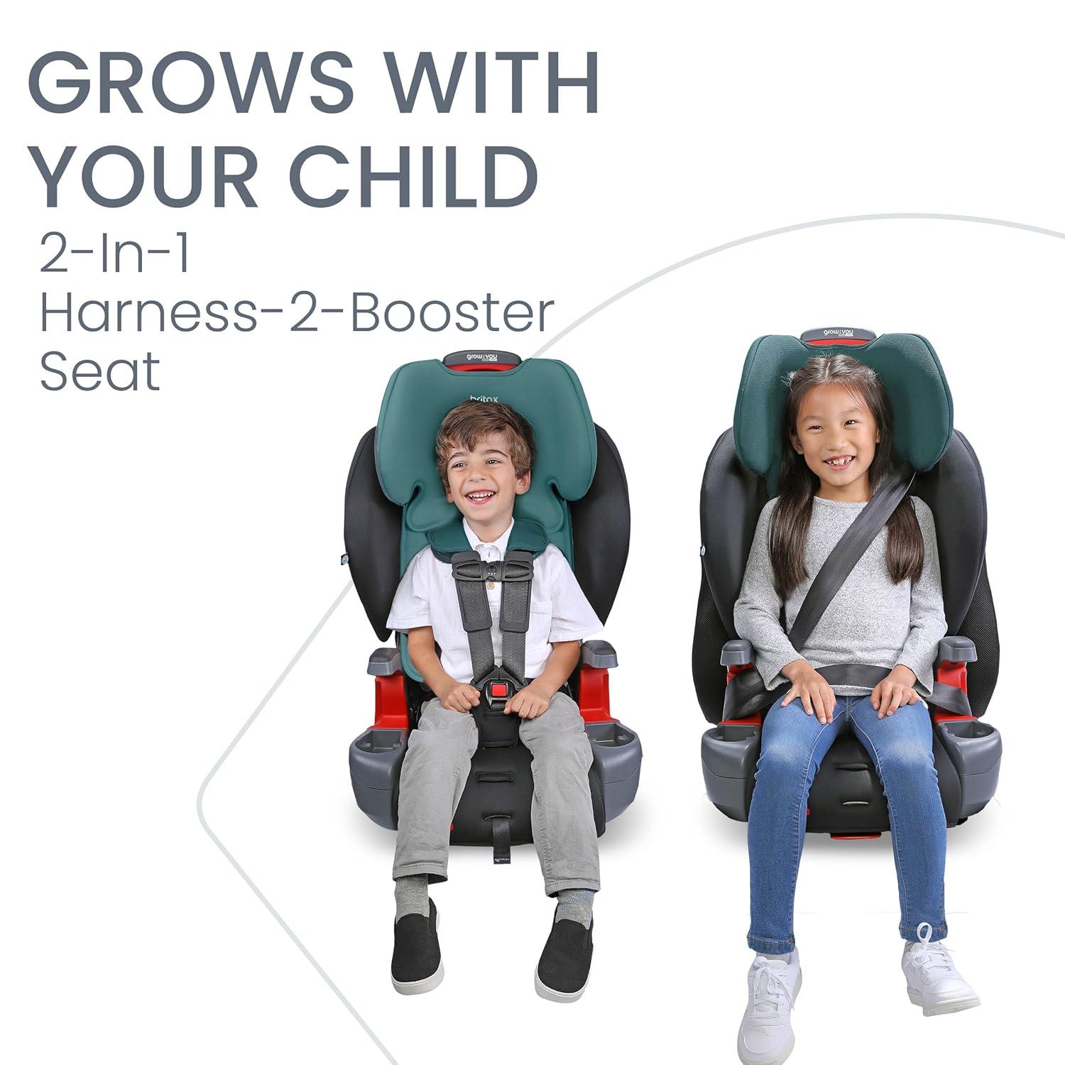 imageBritax Grow with You ClickTight Harness2Booster Car Seat 2in1 High Back Booster Black ContourGreen Contour