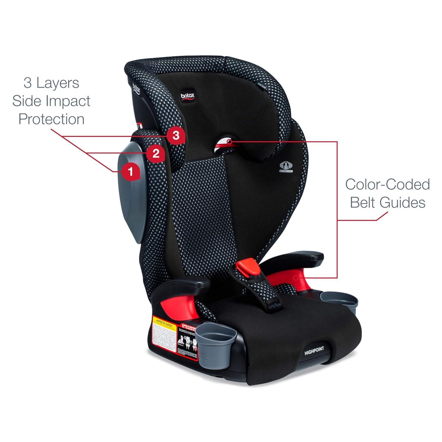 imageBritax Highpoint 2Stage BeltPositioning Booster Car Seat Cool Flow Gray Highback and Backless Seat
