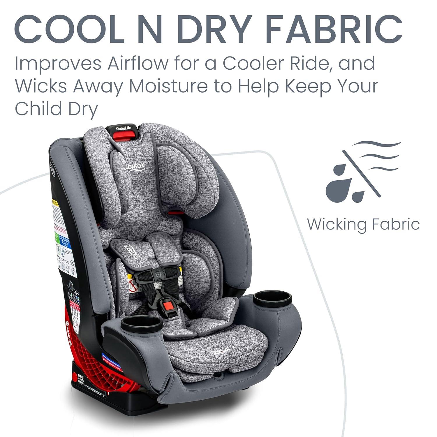imageBritax One4Life Convertible Car Seat 10 Years of Use from 5 to 120 Pounds Converts from RearFacing Infant Car Seat to ForwardFacing Booster Seat MachineWashable Fabric Iris OnyxCool N Dry Moonstone