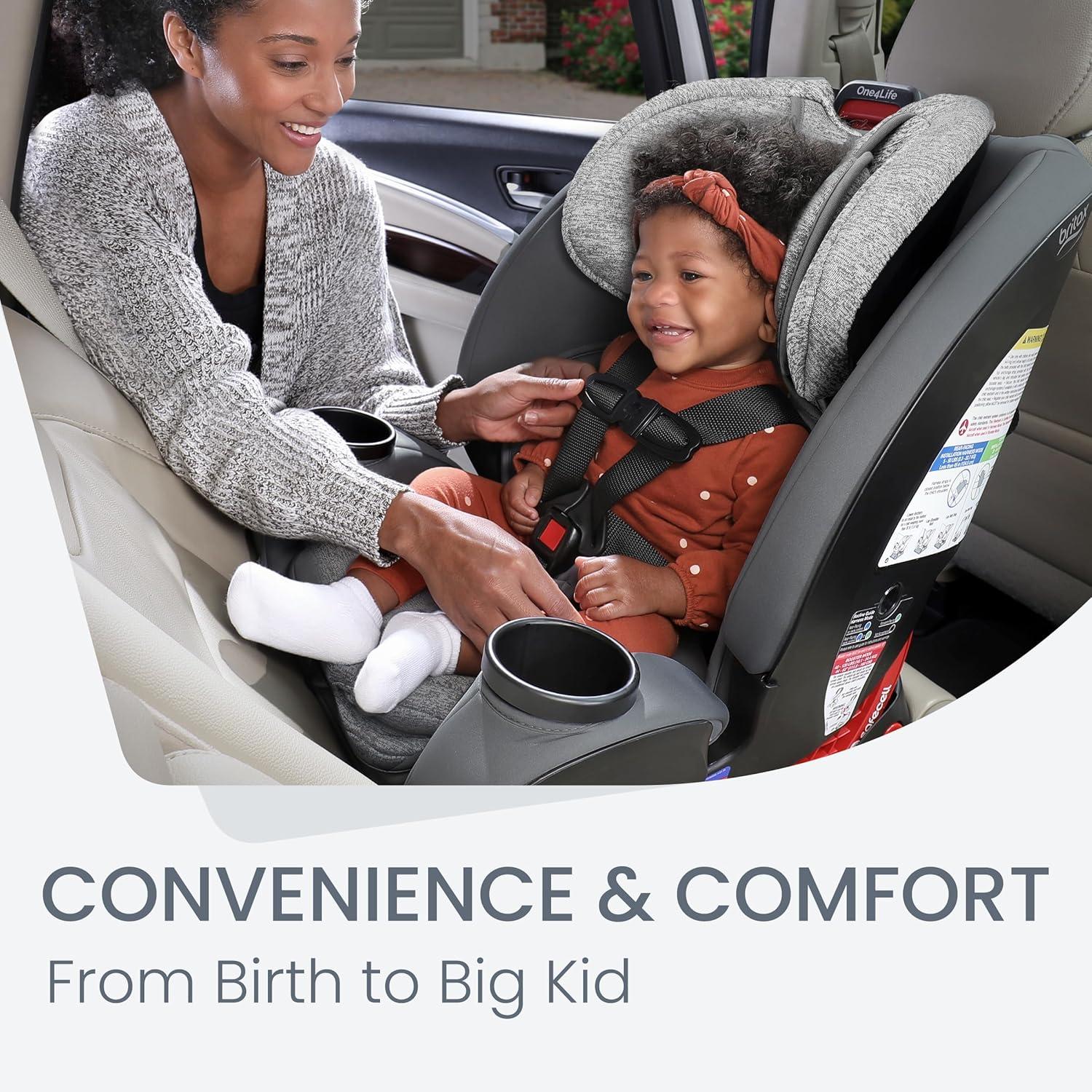 imageBritax One4Life Convertible Car Seat 10 Years of Use from 5 to 120 Pounds Converts from RearFacing Infant Car Seat to ForwardFacing Booster Seat MachineWashable Fabric OnyxCool N Dry Moonstone