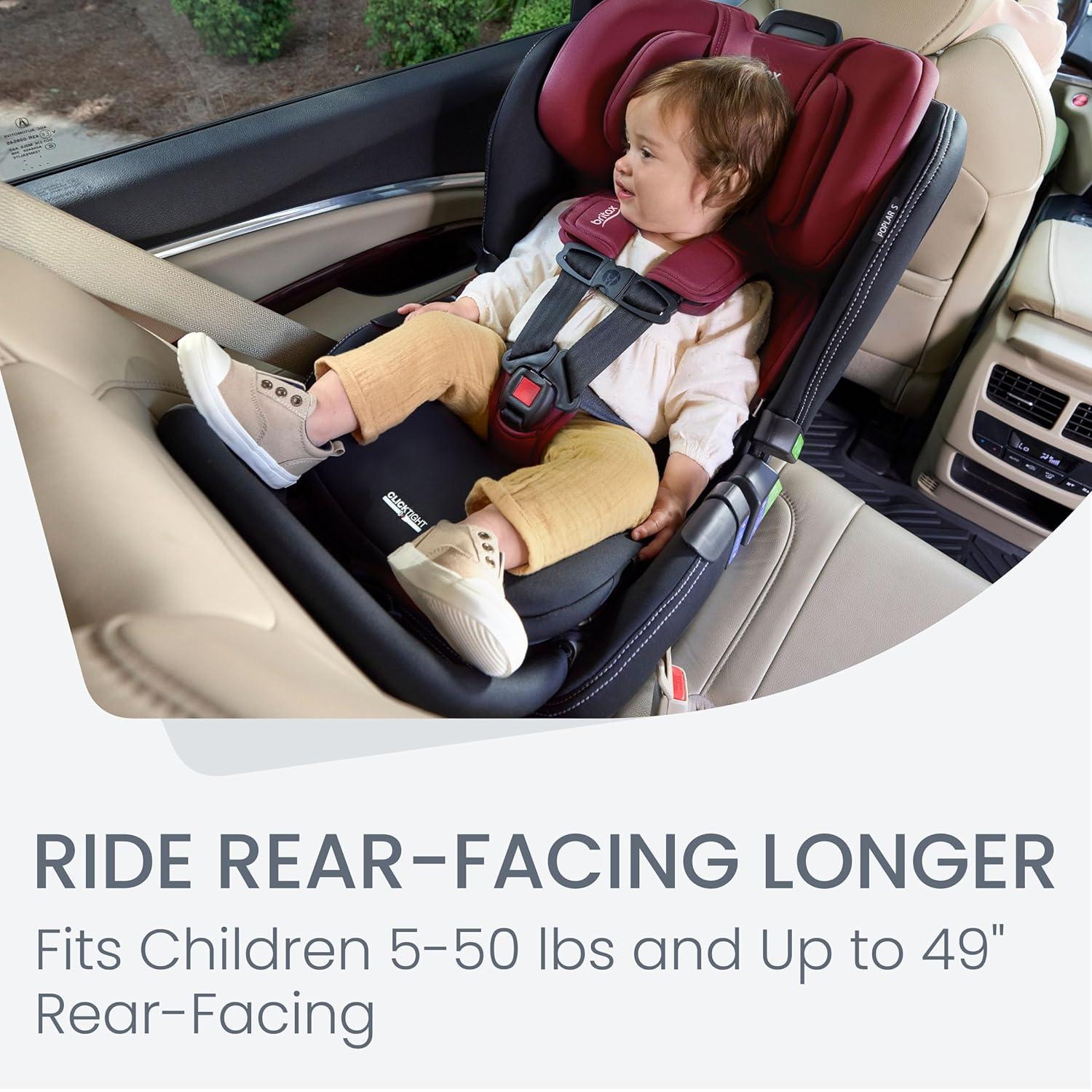 imageBritax Poplar S Convertible Car Seat 2in1 Car Seat with Slim 17Inch Design ClickTight Technology Arctic OnyxRuby Onyx 20