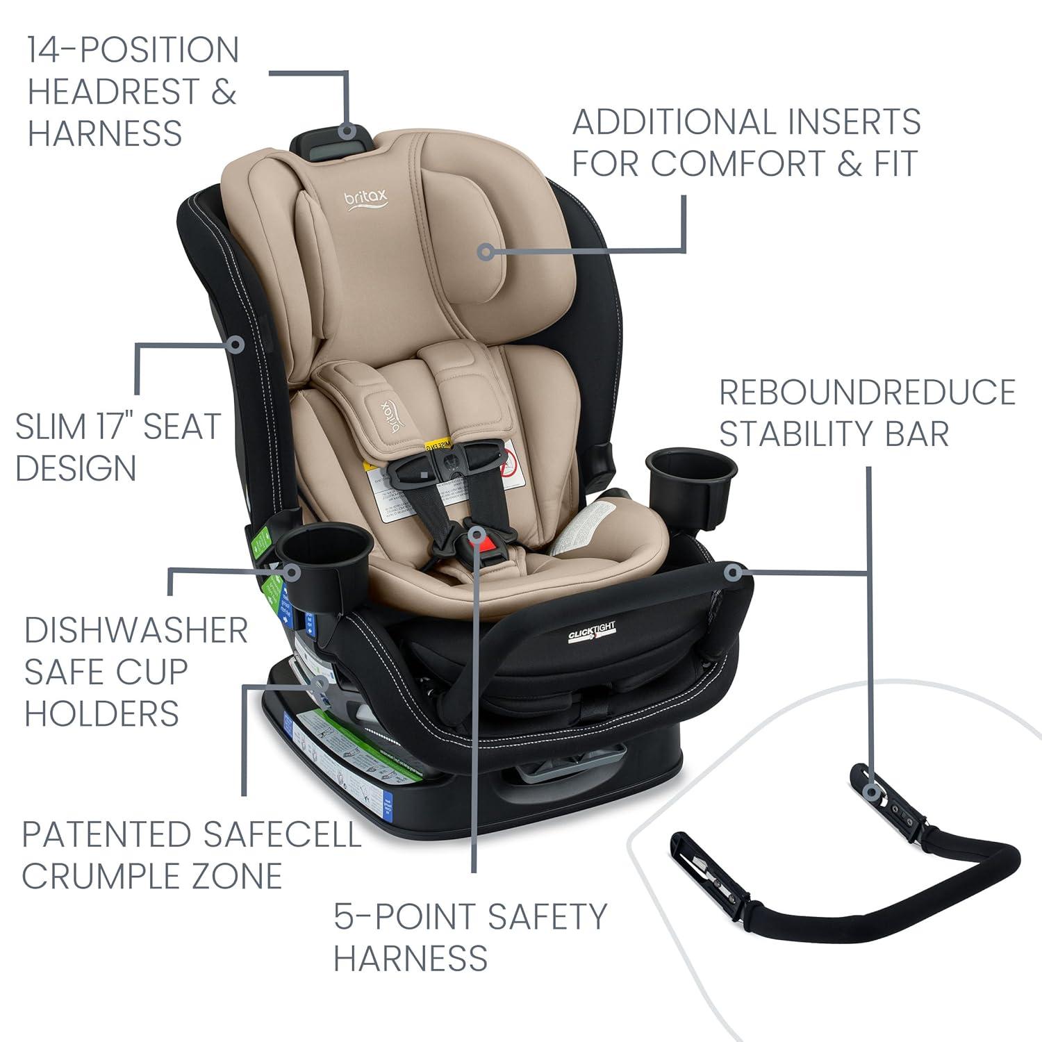 imageBritax Poplar S Convertible Car Seat 2in1 Car Seat with Slim 17Inch Design ClickTight Technology Arctic OnyxSand Onyx 20