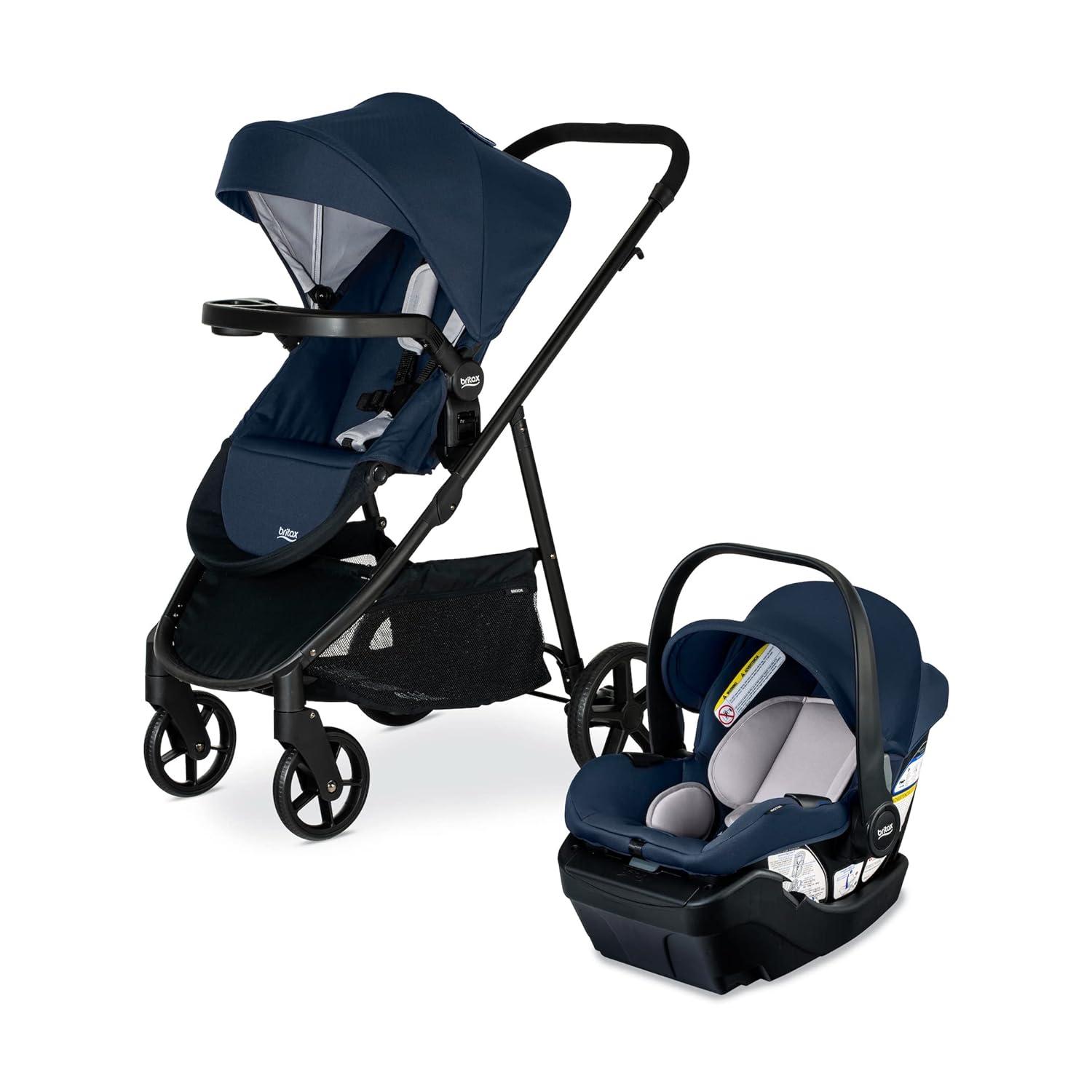 imageBritax Willow Brook Baby Travel System Infant Car Seat and Stroller Combo with Aspen Base ClickTight Technology RightSize System and 4 Ways to Stroll Navy GlacierNavy Glacier