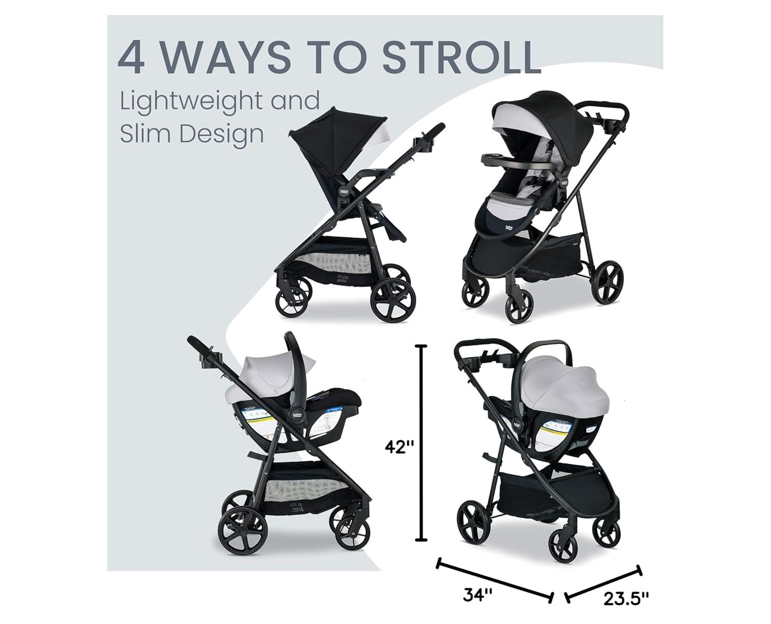 imageBritax Willow Brook S Baby Travel System Infant Car Seat and Stroller Combo with Alpine Base ClickTight Technology SafeWash Insert and Cover Jade OnyxGlacier Onyx