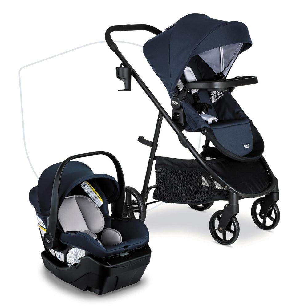 imageBritax Willow Brook Baby Travel System Infant Car Seat and Stroller Combo with Aspen Base ClickTight Technology RightSize System and 4 Ways to Stroll Navy GlacierNavy Glacier