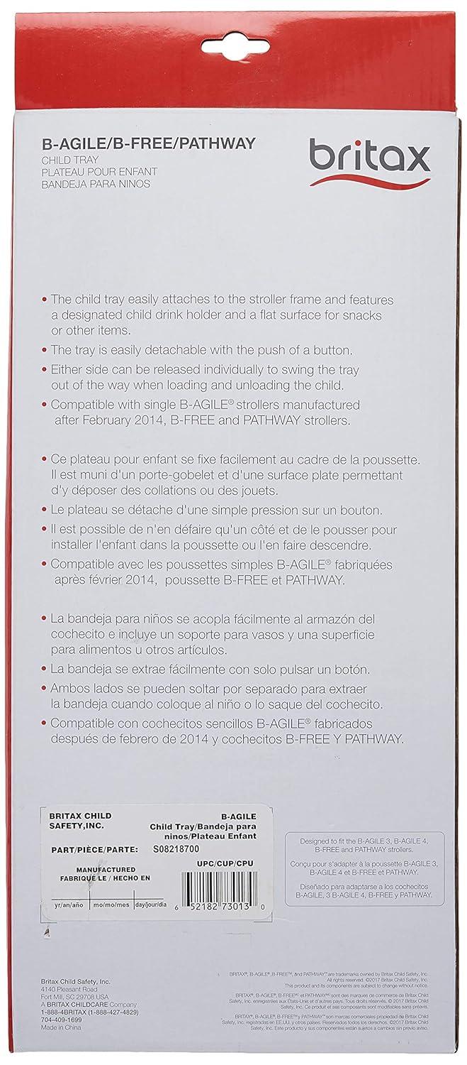 imageBritax Child Tray for Single BAgile BFree and Pathway Strollers Black 1 Count Pack of 1