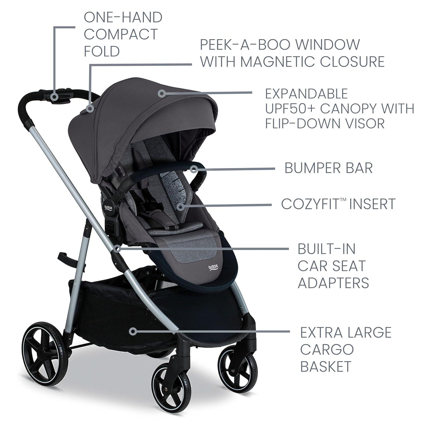 imageBritax Willow Grove SC Baby Travel System Infant Car Seat and Stroller Combo with Alpine Base ClickTight Technology SafeWash Pindot IrisPindot Stone